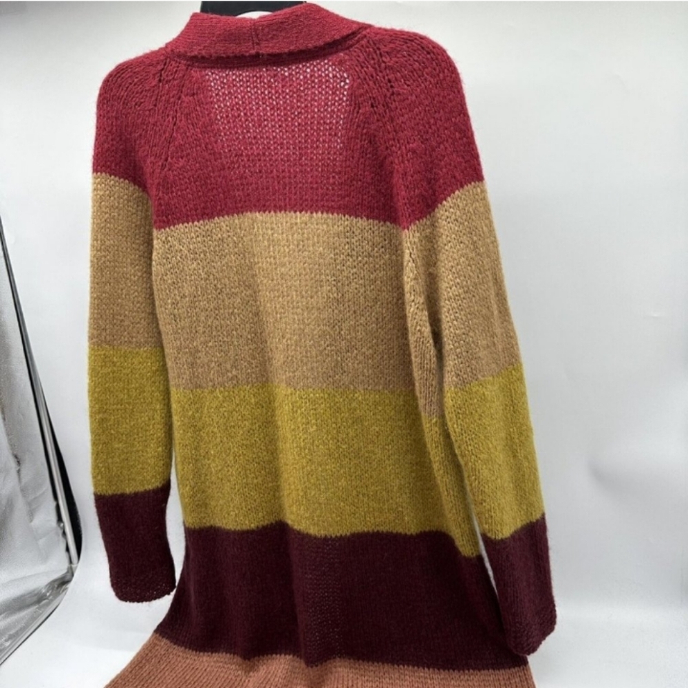 Free People Over The Rainbow Multicolor Long Striped Cardigan Sweater Large - Picture 10 of 16